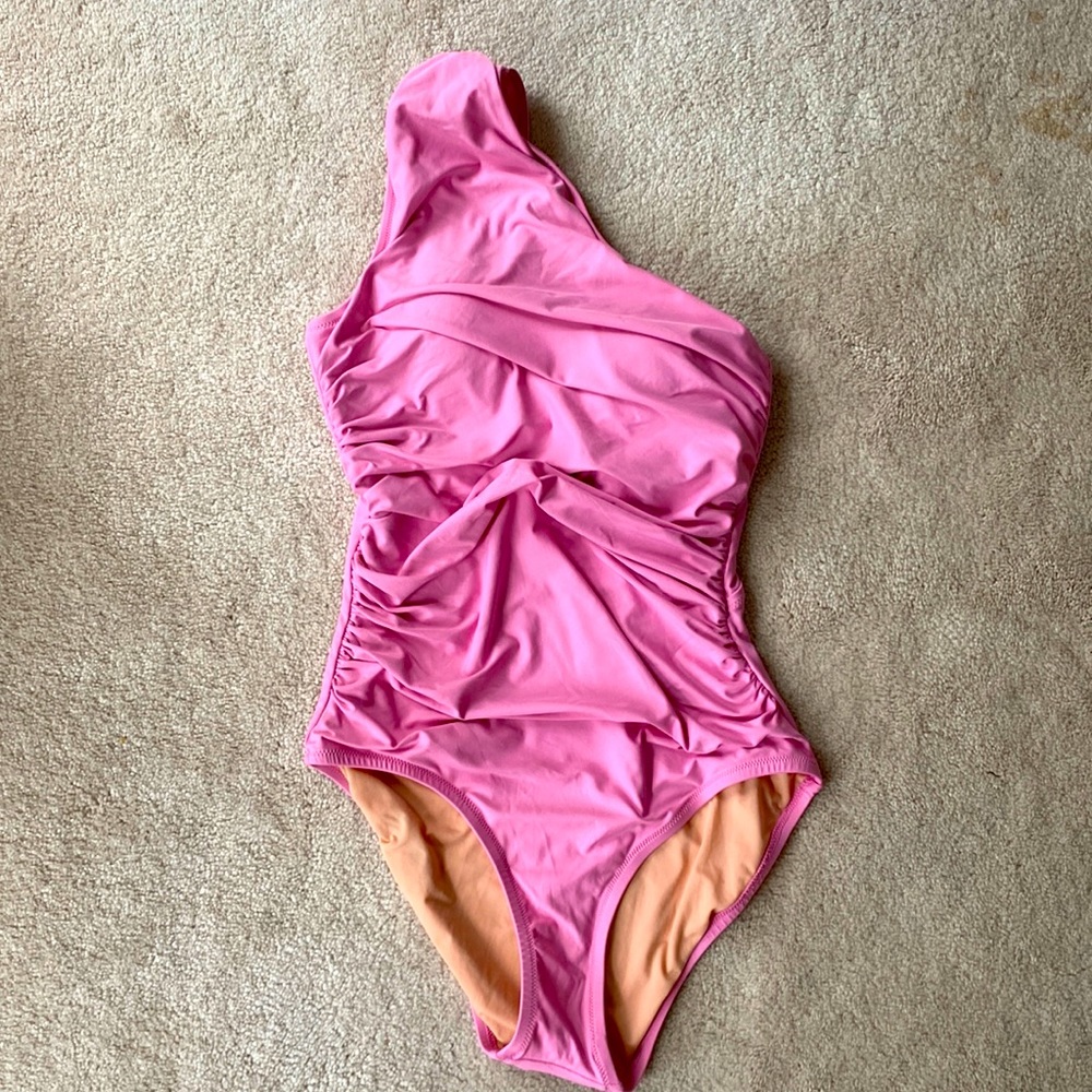J.Crew one-shoulder ruched one-piece swimsuit